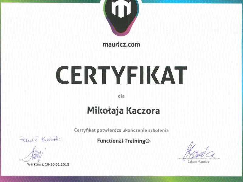 Certyfikat - Functional Training Systems